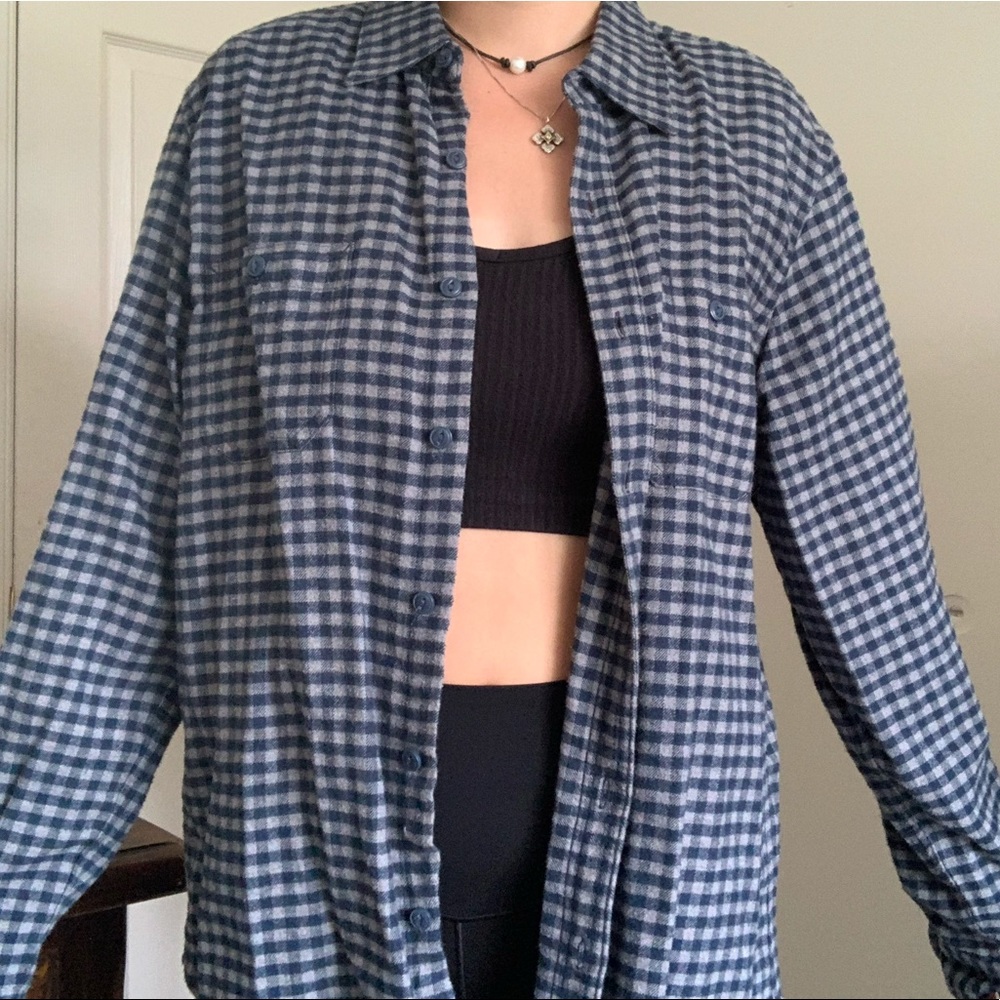 Classic Men's Blue Gingham Button-Up Shirt